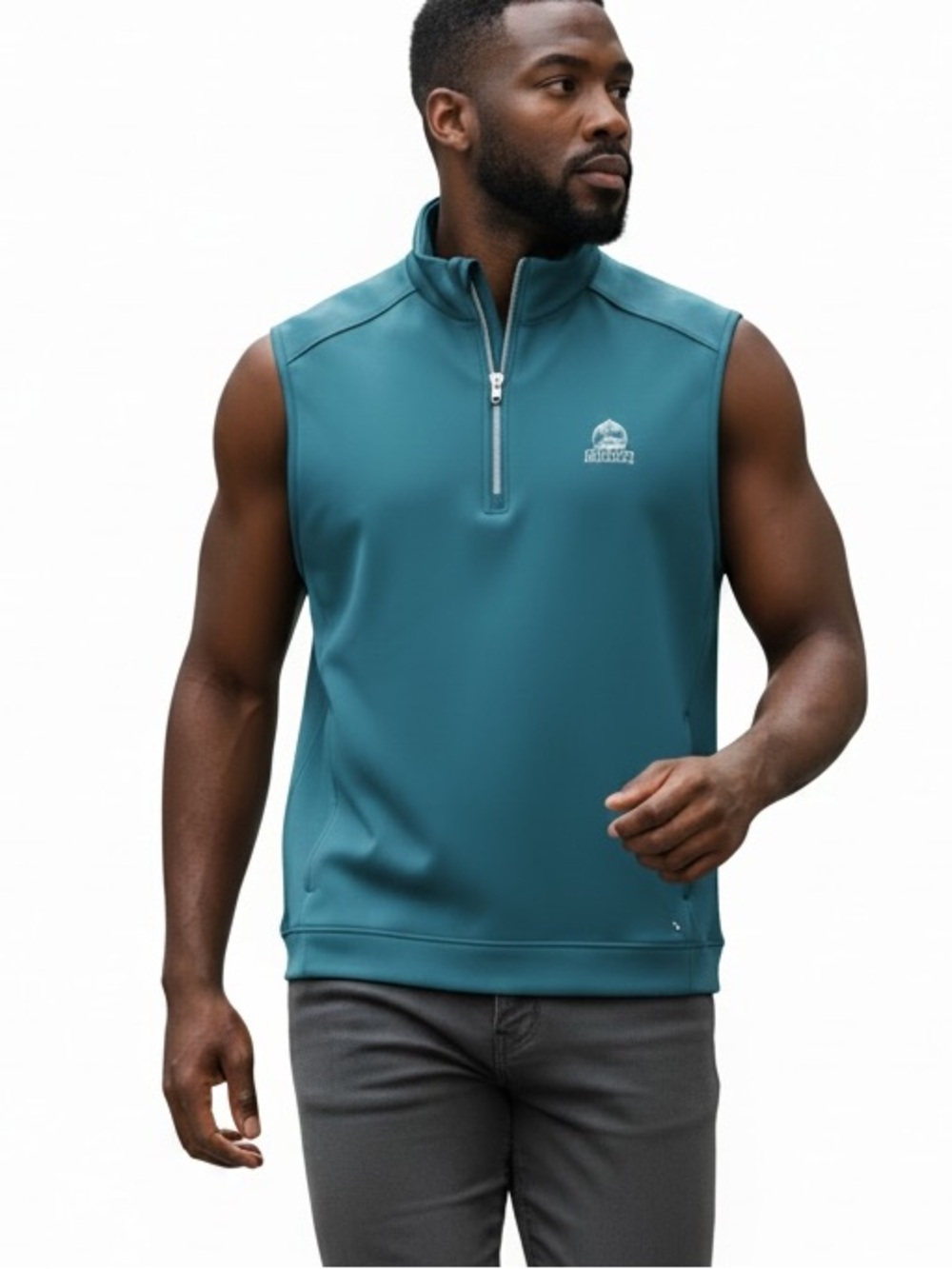 Arnold Palmer EUC Men’s Teal Performance Quarter-Zip Vest